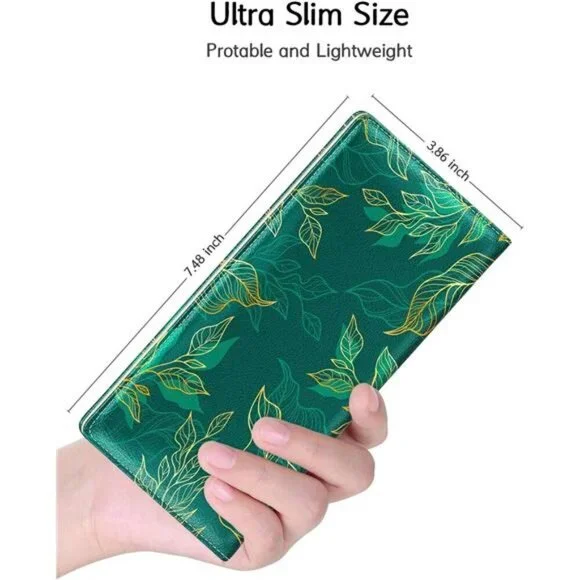 Women's Wallet, RFID Slim Wallets Green Desing - Picture 4 of 9